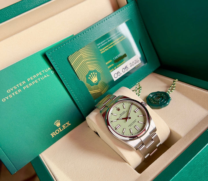 Rolex Oyster Perpetual Stainless Dial (2025) 134300 | NEW 2026 | GREEN | PISTACCHIO | ITA