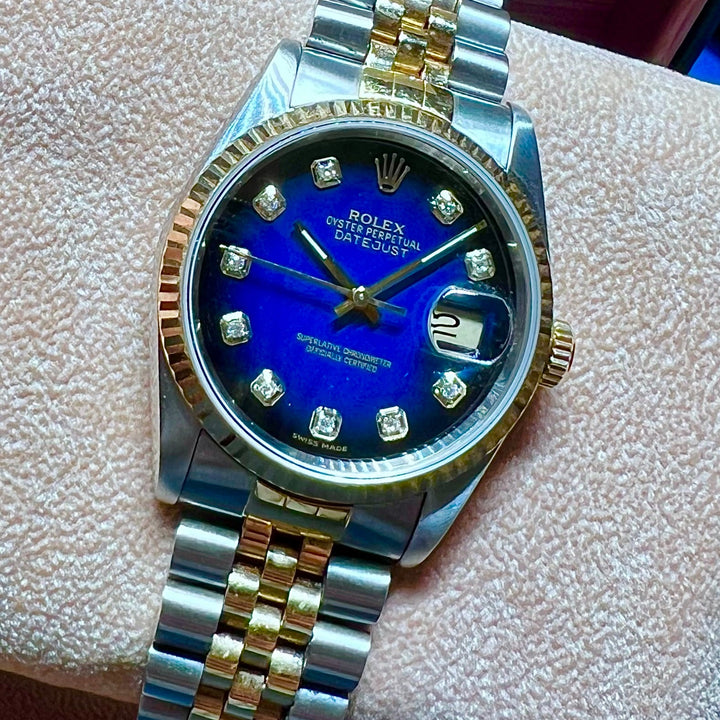 Rolex Datejust 16233 | DIAMOND DIAL | BLUE | 1990 | FULL SET