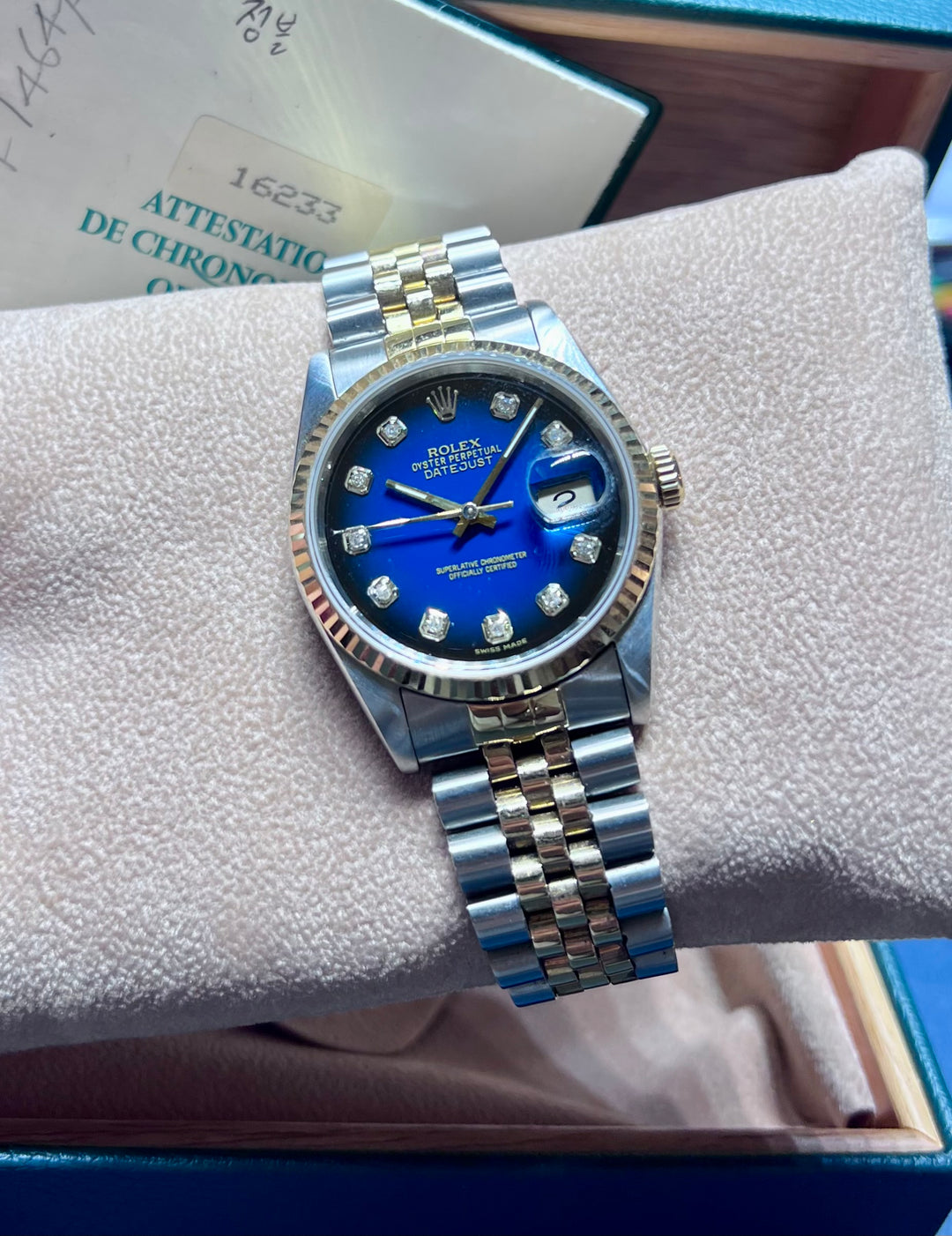Rolex Datejust 16233 | DIAMOND DIAL | BLUE | 1990 | FULL SET