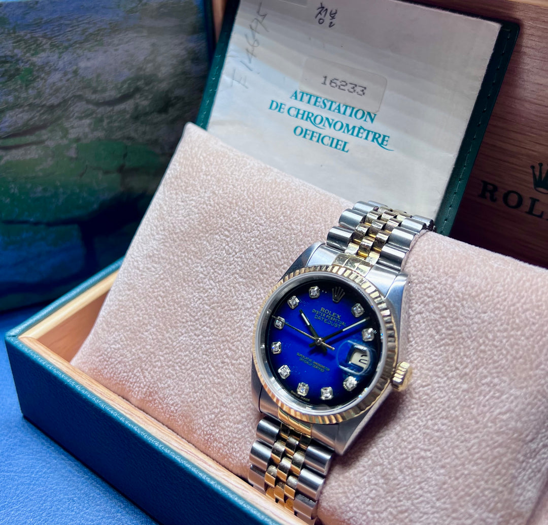 Rolex Datejust 16233 | DIAMOND DIAL | BLUE | 1990 | FULL SET