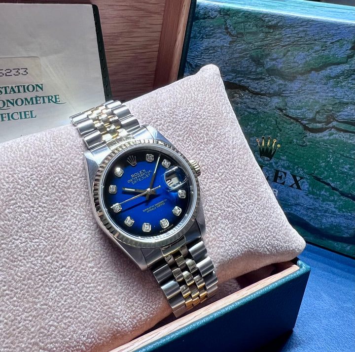 Rolex Datejust 16233 | DIAMOND DIAL | BLUE | 1990 | FULL SET