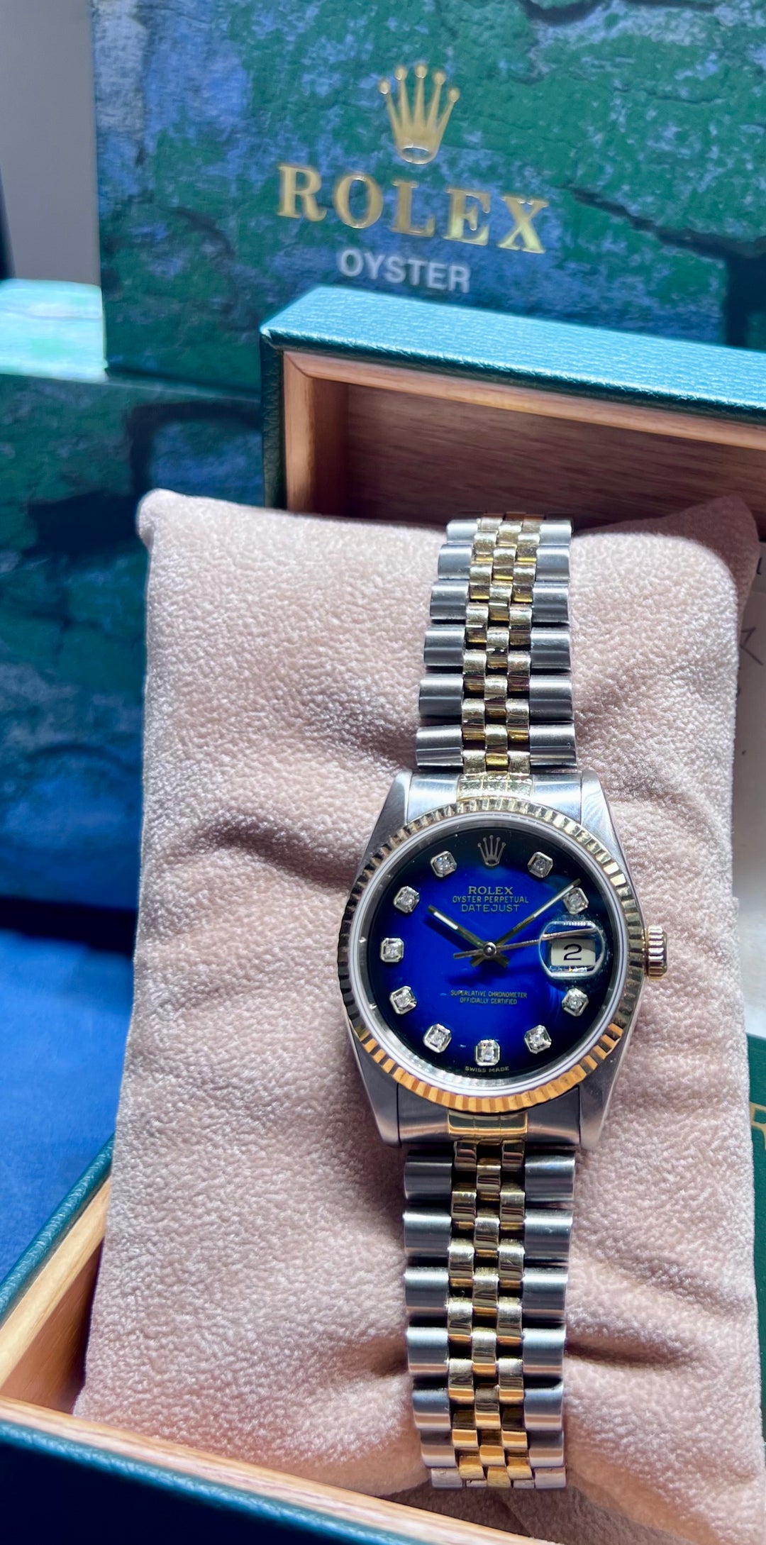 Rolex Datejust 16233 | DIAMOND DIAL | BLUE | 1990 | FULL SET