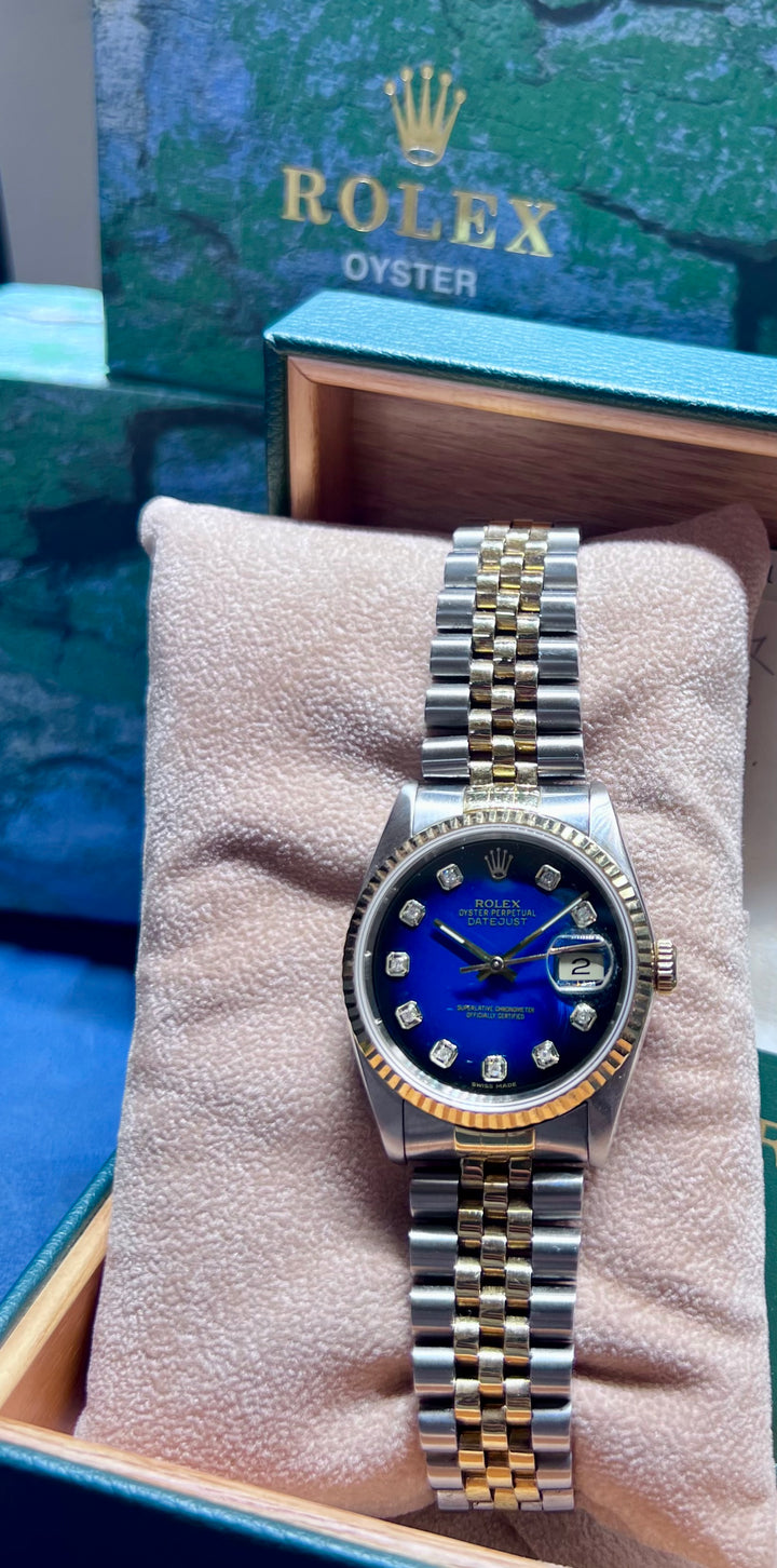 Rolex Datejust 16233 | DIAMOND DIAL | BLUE | 1990 | FULL SET